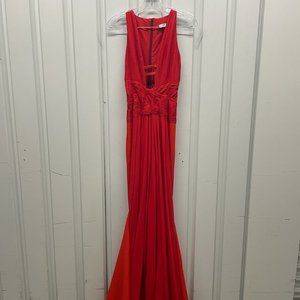 Full length dress mermaid in blood orange